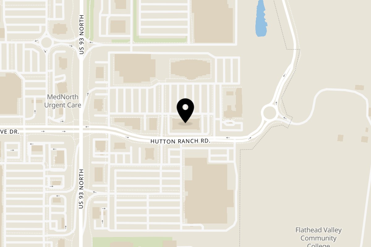 Map showing the location of Namaste Montana on 175 Hutton Ranch Rd 107 107 in Kalispell
